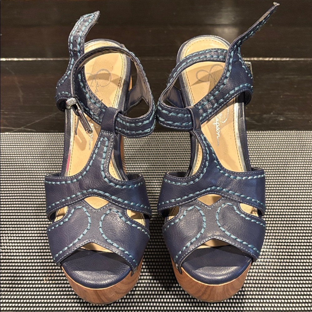 Jessica Simpson Navy Sandals with Stitch Accents